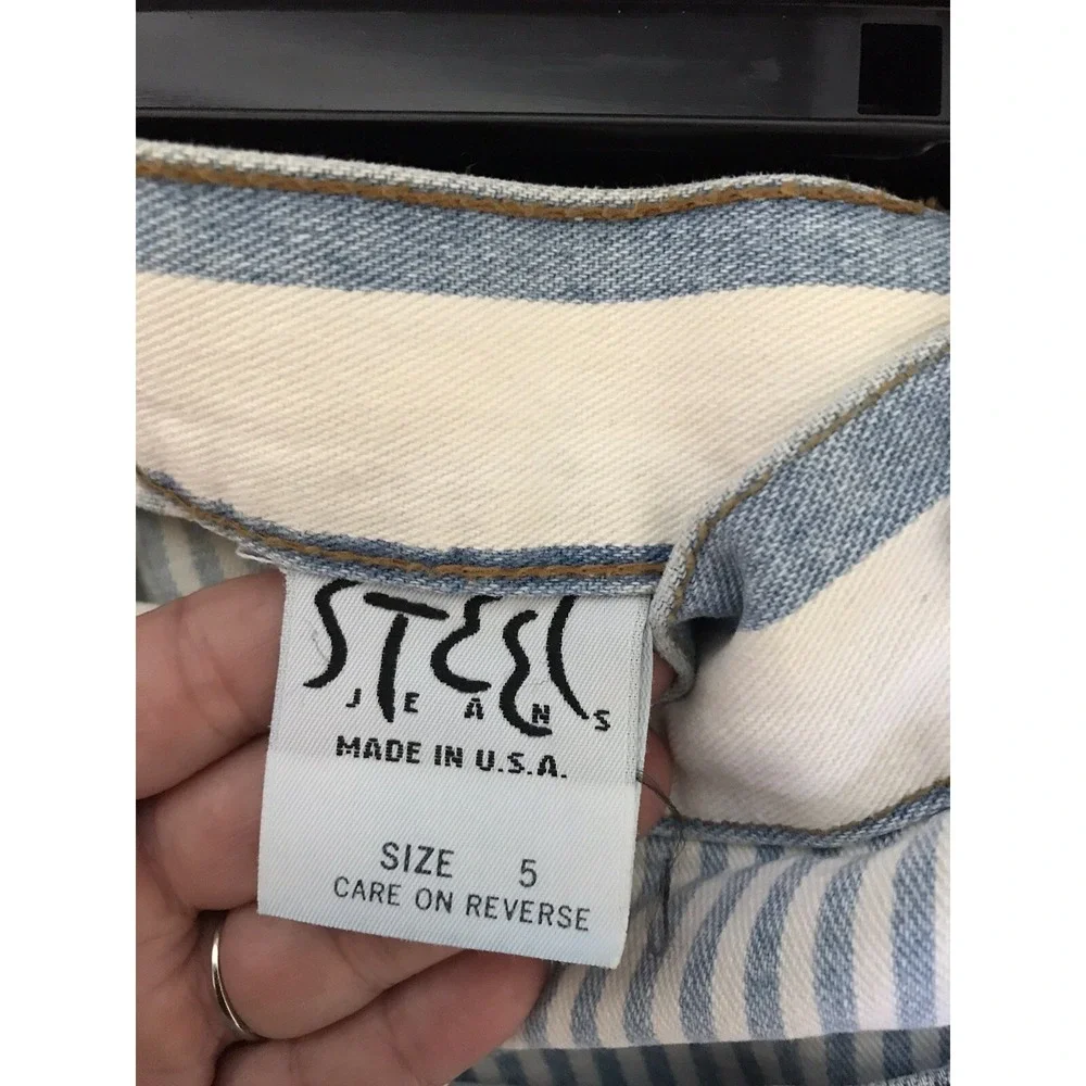 Vintage Y2K Steel Jeans  Sz 5 High Waisted Denim Color Block Carpenter Shorts - Picture 8 of 10